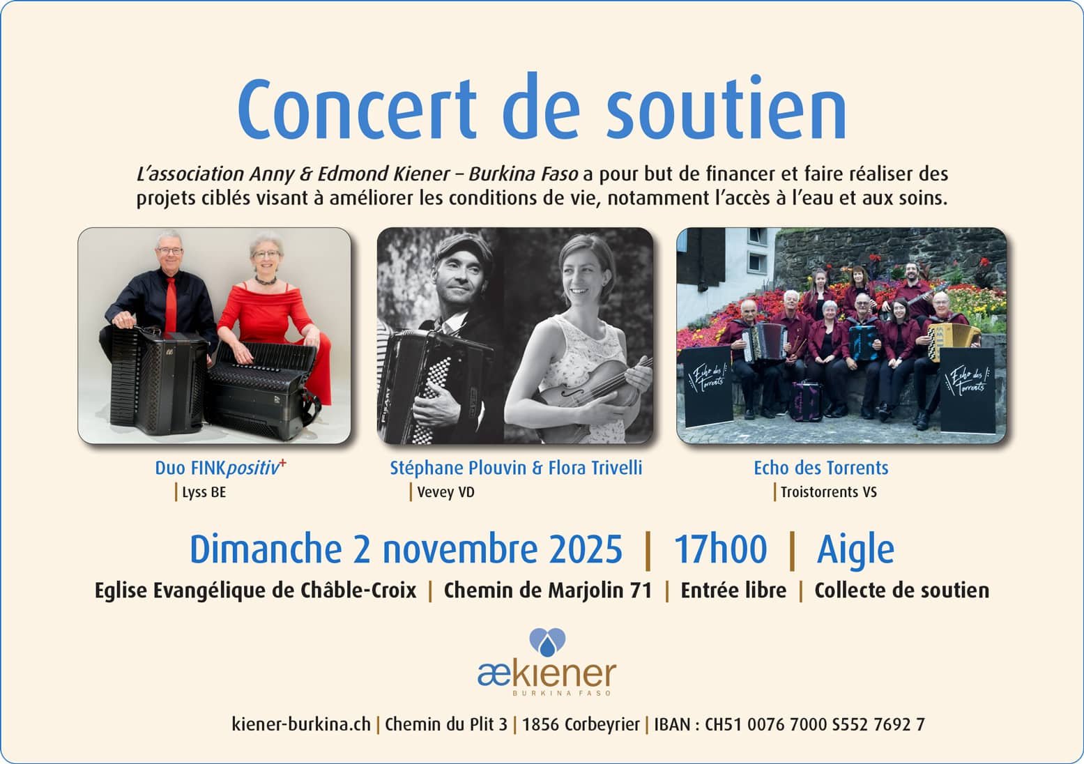 Concert de soutien 2 novembre 2025 Aigle